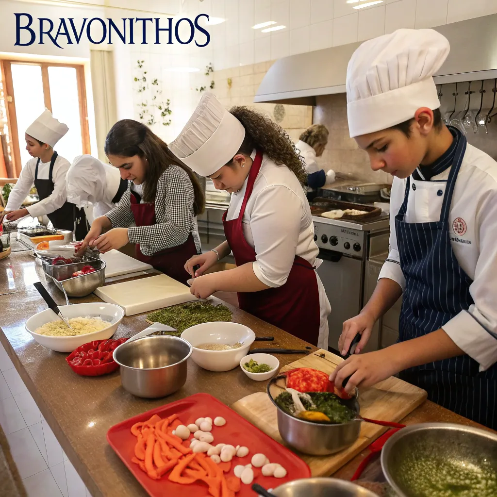 BRAVONITHOS students practicing in a cooking class