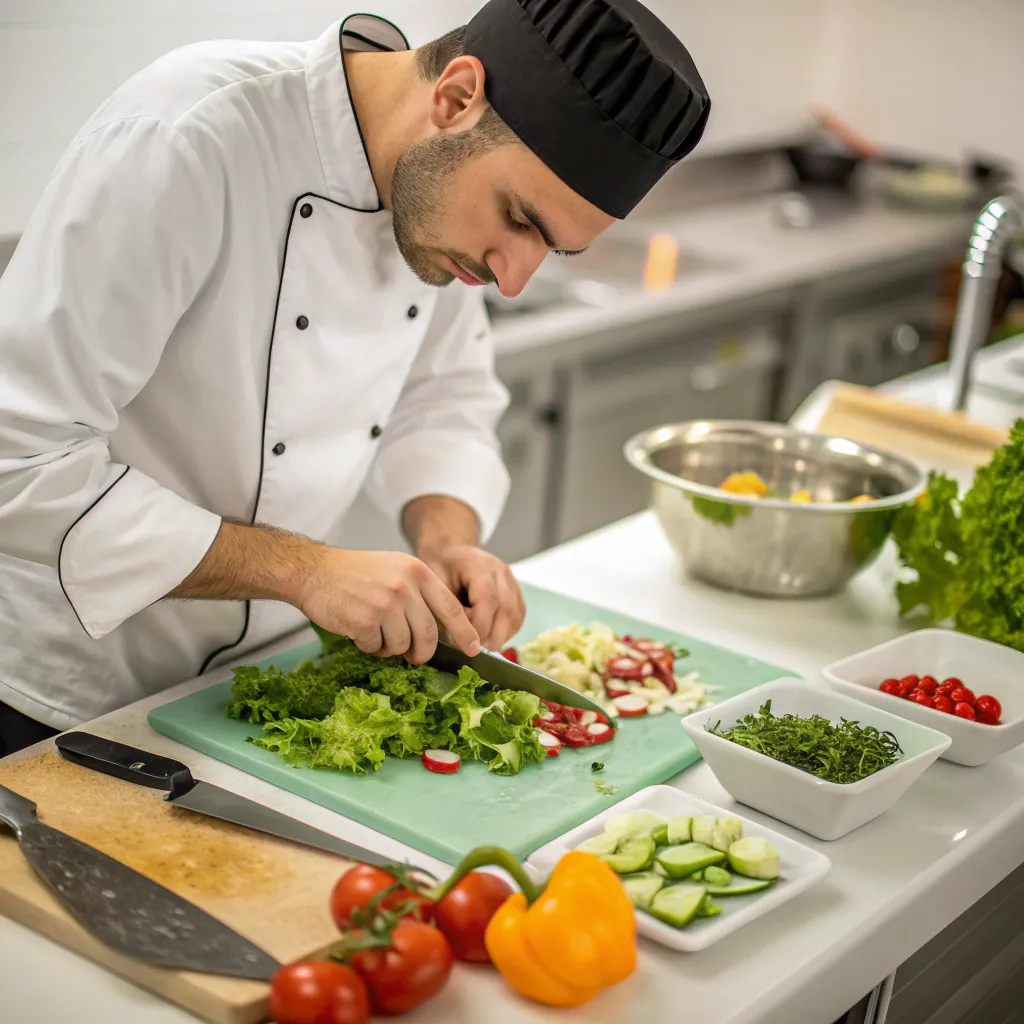 Chef preparing salad